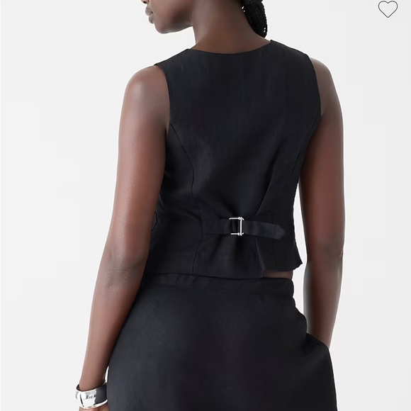 J. Crew Slim-fit linen vest Black Size 10 NEW BY698 - Picture 2 of 10
